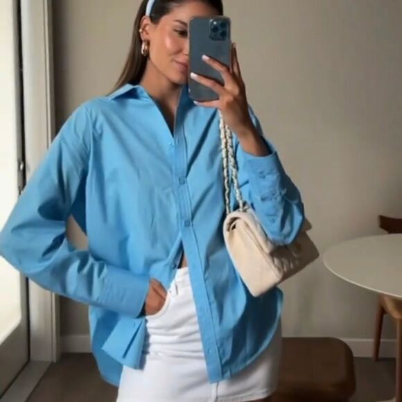 Zara Poplin Button Down Shirt New - Picture 1 of 6